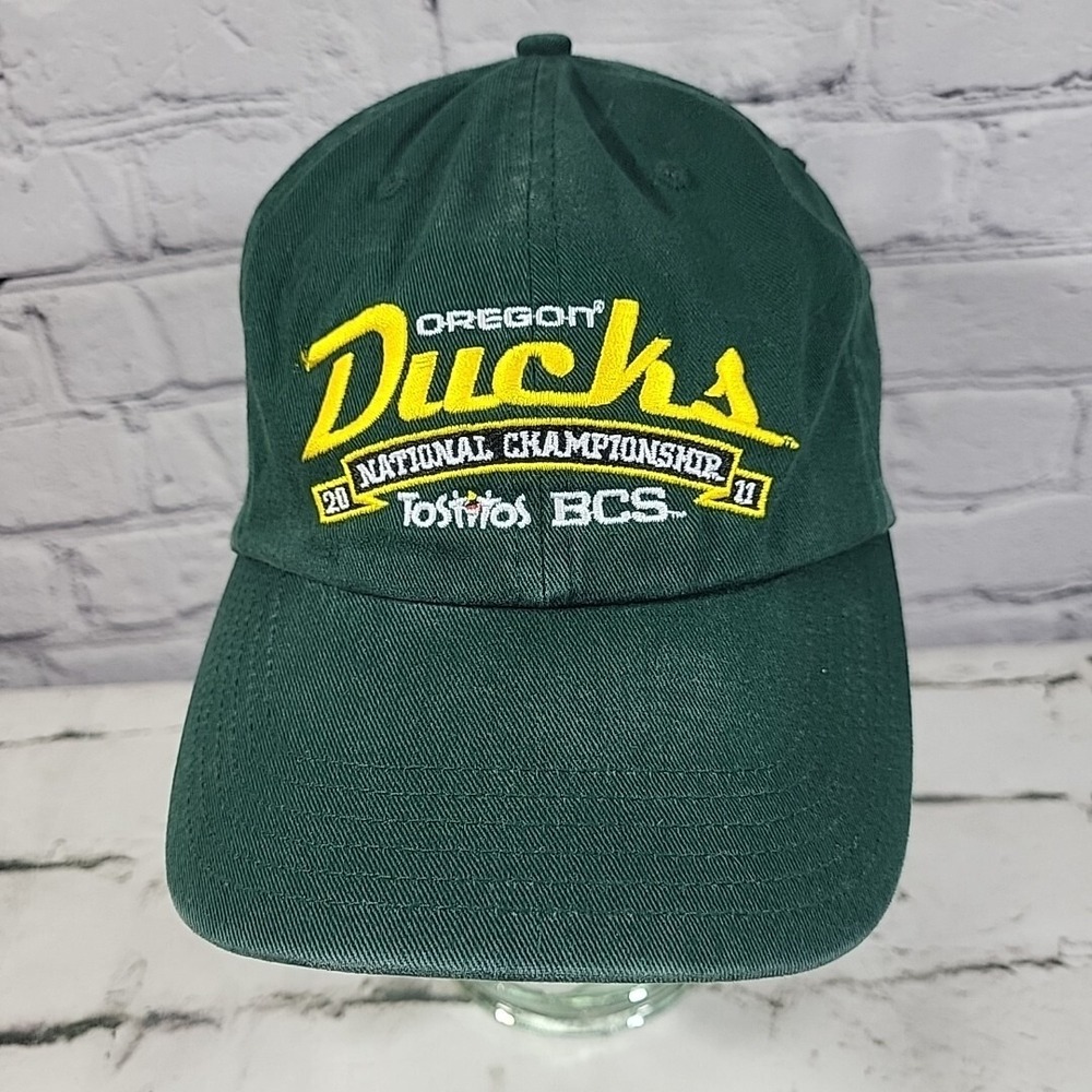 Oregon Ducks National Championship Hat Mens Green Strapback Tostitos Patch Cap
